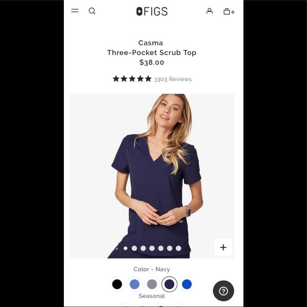 Navy Figs scrub top, XL!